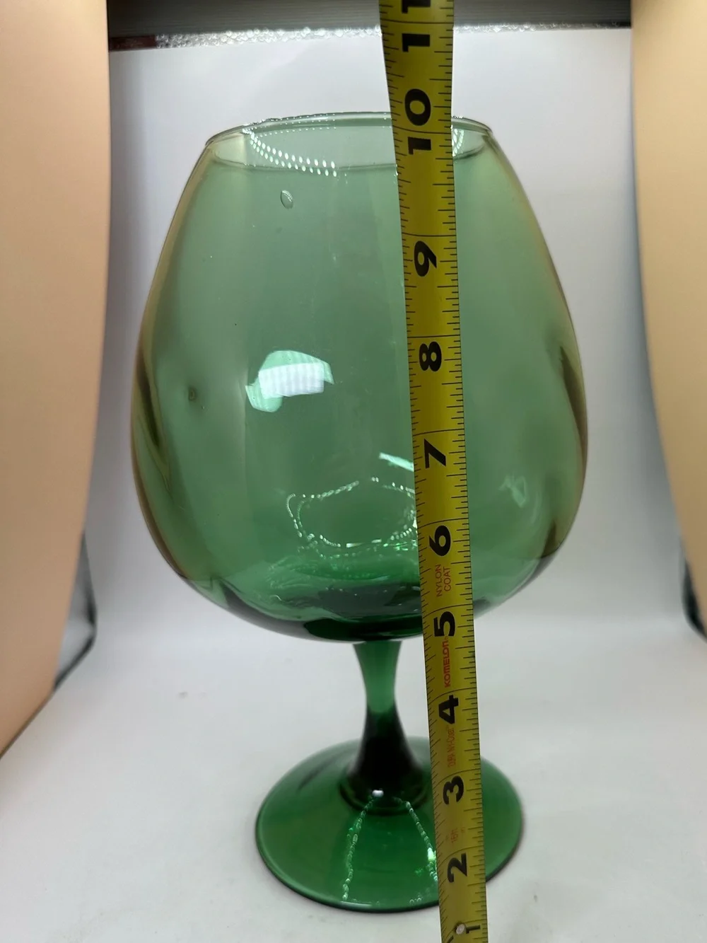 Vintage Green Empoli Optic Glass Brandy Snifter Vase